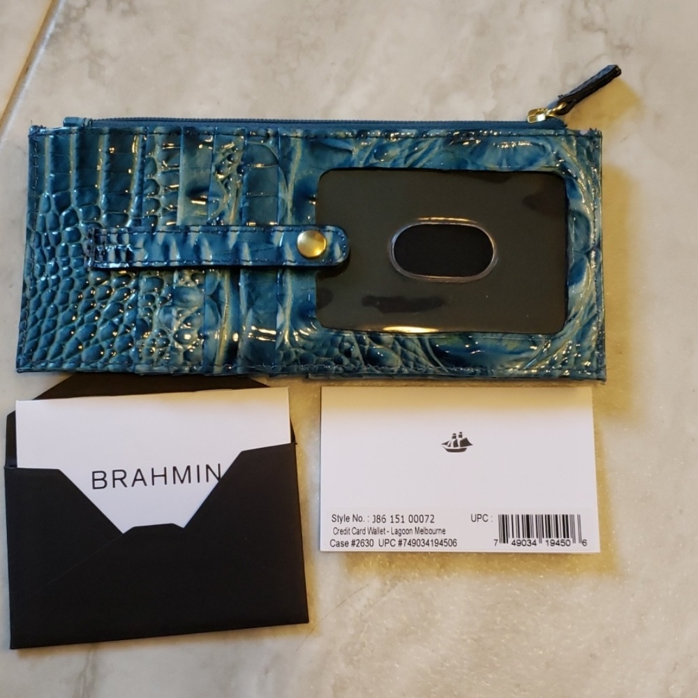 Brahmin Lagoon Blue Melbourne Credit Card Wallet